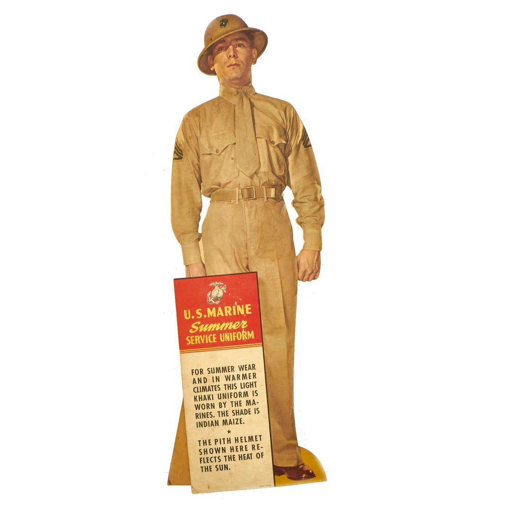 Original U.S. WWII US Marine Corps Cardboard Standee Tabletop Display Recruitment Aid - 22” x 6 ¼” Original Items