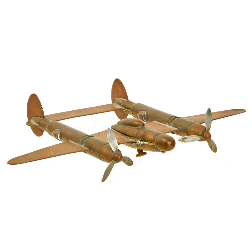 Original U.S. WWII Lockheed P-38 Lightning Trench Art Constructed of Various Cartridges, Bullets and Scrap Brass Original Items