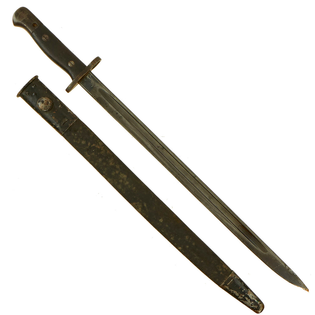 Original British WWI P-1907 Enfield Bayonet by Vickers with No. I Mk. II Scabbard - Dated 1918 Original Items