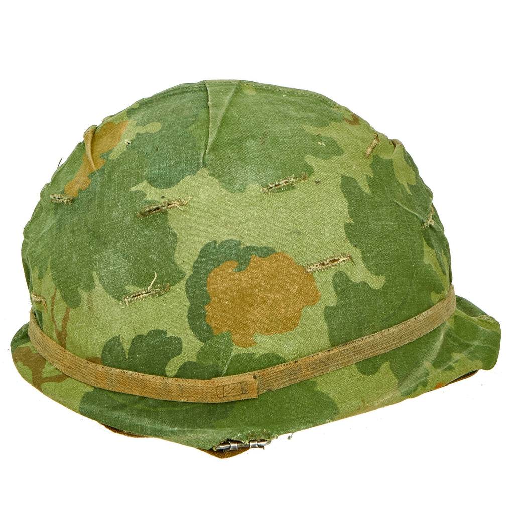 Original U.S. WWII to Vietnam M1 Helmet with USMC Camouflage Cover and 1953 Dated CAPAC Liner Original Items