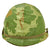 Original U.S. Vietnam Ingersoll M1 Helmet with USMC Camouflage Cover and 1956 Dated Liner With 12th Field Artillery and 77th Infantry Division Decals Original Items