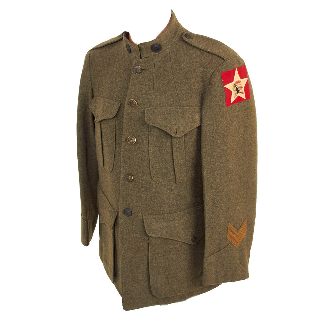 Original U.S. WWI United States Marine Corps 1st Battalion 5th Marine Regiment Patched Service Alphas Coat With Named Trousers - Geronimo Original Items