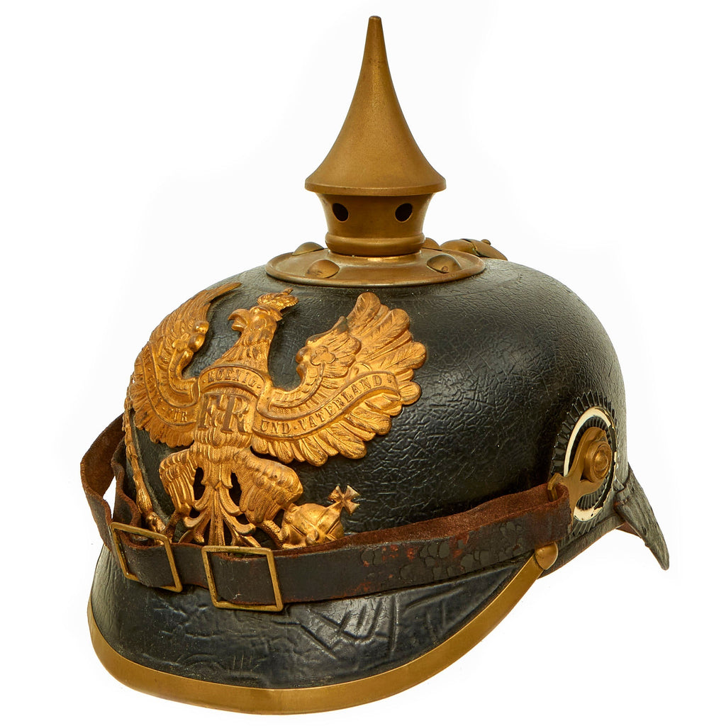 Original Imperial German WWI Prussian M1891 Line Infantry Pickelhaube Spiked Helmet - Complete Original Items