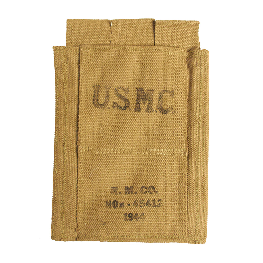 Original U.S. WWII USMC 1944 Dated Thompson .45 Submachine Gun Magazine Pouch by Russell Mfg. Co. Original Items