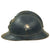 Original French WWI Issue Model 1915 Adrian Helmet in Horizon Blue with Artillery RF Badge and Early First Pattern Liner Original Items