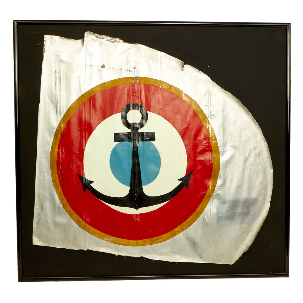 Original French WWII Framed Aéronautique Navale Naval Air Arm Painted Canvas Aircraft Skin Piece - 49” x 47” Original Items
