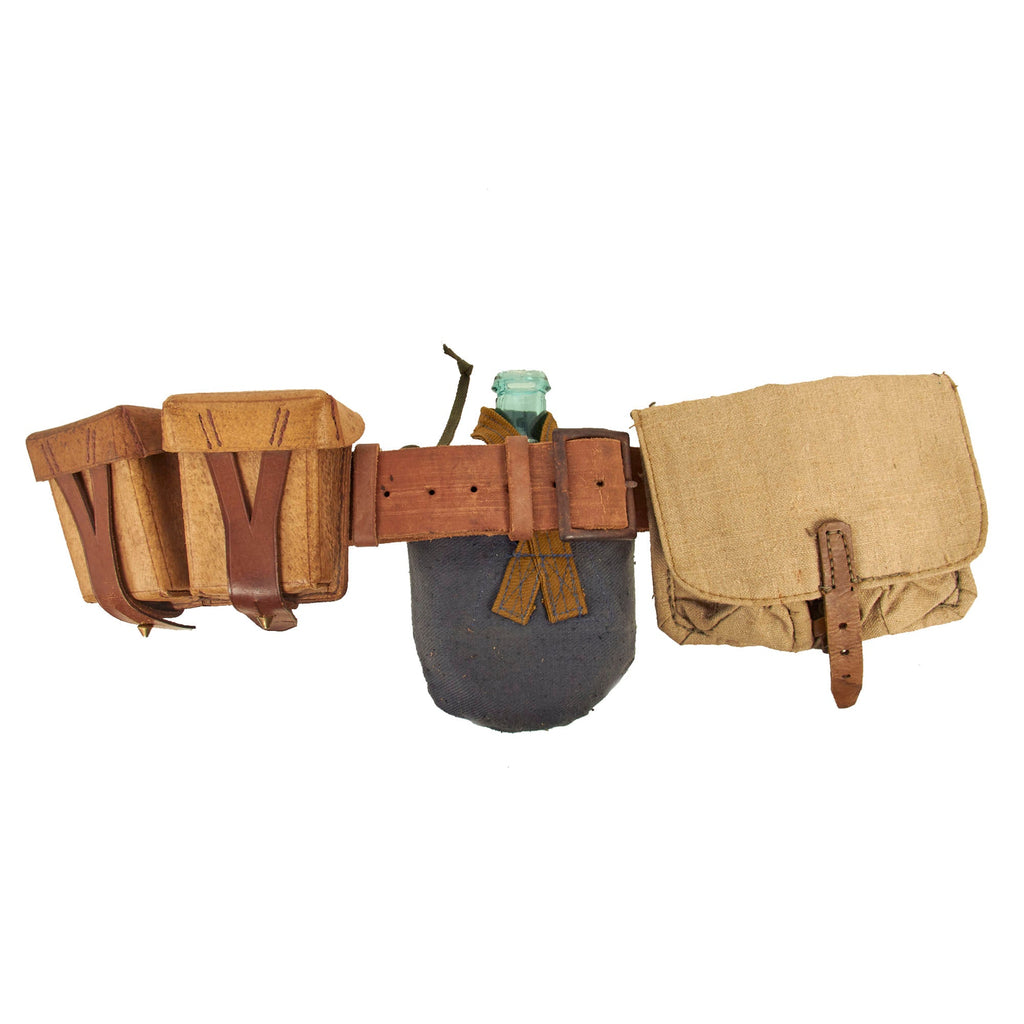 Original Soviet WWII Infantry Rifleman's Belt Rig with Glass Canteen - Wartime Marked and Dated Original Items