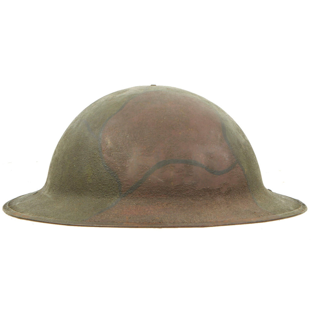Original U.S. WWI M1917 Doughboy Helmet with Original Camouflage Textured Paint - Size 6 7/8 Liner Original Items