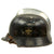 Original German WWII M34 Square Dip Aluminum Fire Police Helmet with Double Decals - Feuerwehr Helmet Original Items