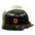 Original German WWII M34 Square Dip Aluminum Fire Police Helmet with Double Decals - Feuerwehr Helmet Original Items