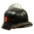 Original German WWII M34 Square Dip Aluminum Fire Police Helmet with Double Decals - Feuerwehr Helmet Original Items