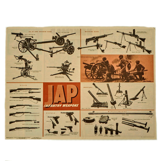 Original U.S. WWII Japanese Infantry Weapons ID Poster - Newsmap Vol. III - Dec. 18, 1944 Original Items