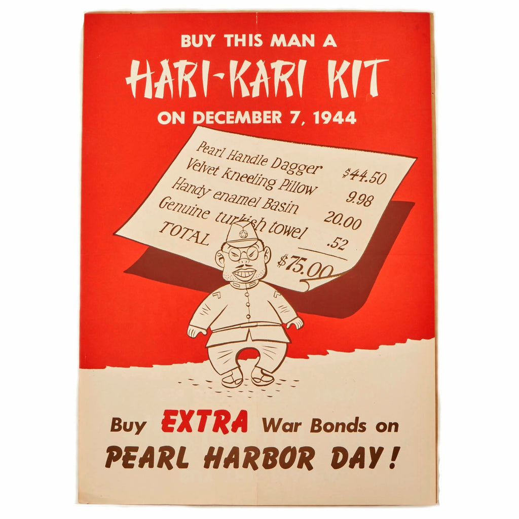 Original U.S. WWII War Bonds Poster - Pearl Harbor Day 1944 - Hari-Kari Kit Poster Original Items