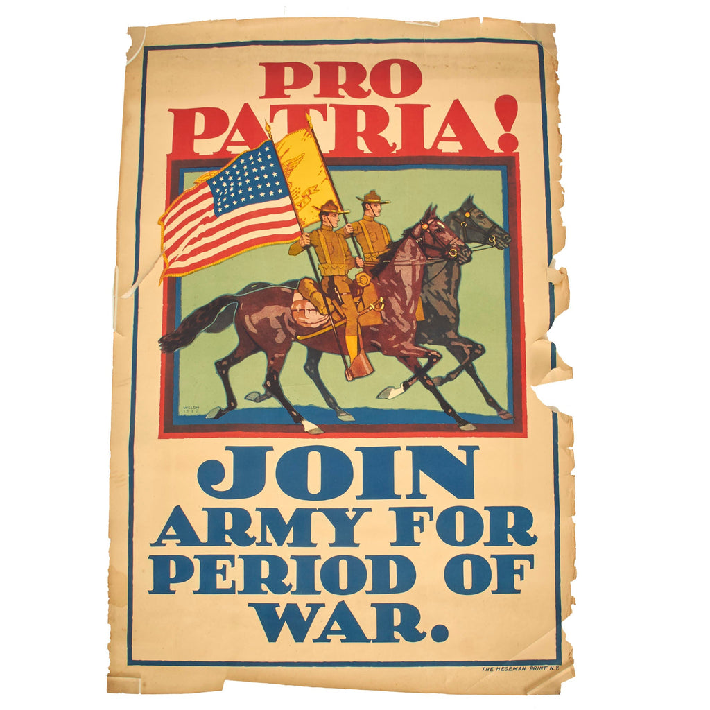 Original U.S. WWI “Pro Patria!” US Army Recruitment Poster - 41 ½” x 28 ½” Original Items