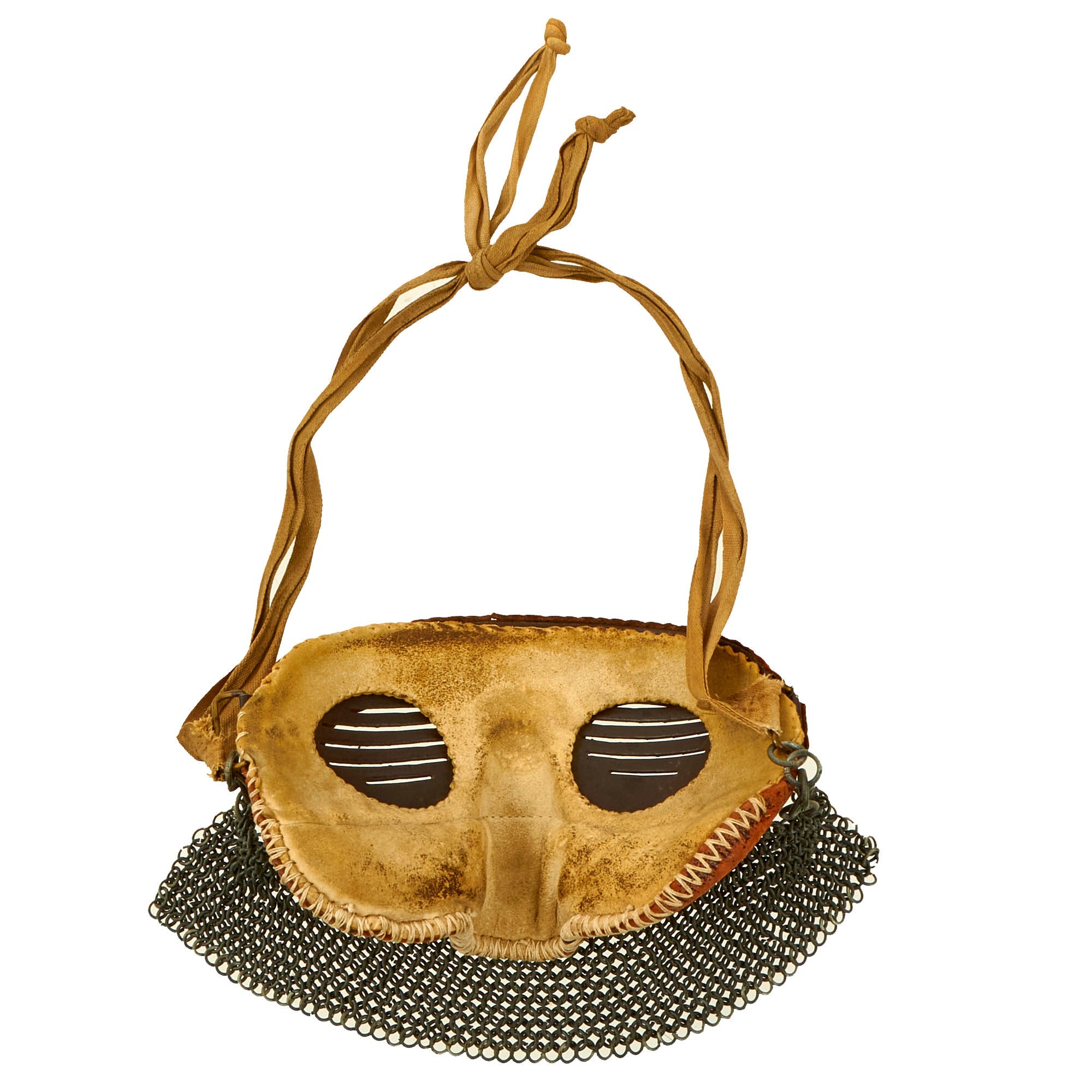 Original British WWI Tankers Leather Covered Splatter Mask with Chainm ...