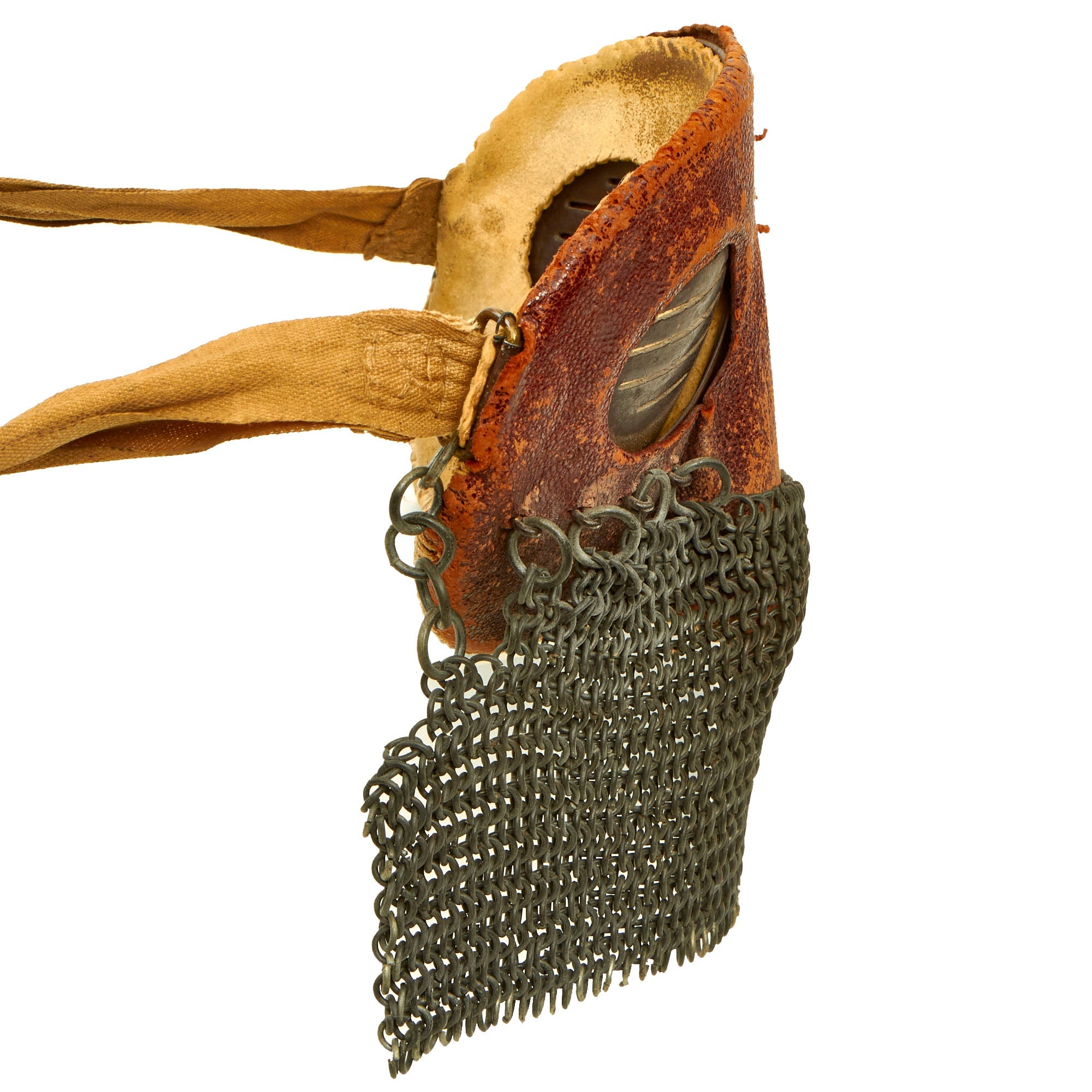 Original British WWI Tankers Leather Covered Splatter Mask with Chainm ...