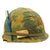 Original U.S. WWII Vietnam War M1-C Paratrooper Helmet with Reversible 1965 Mitchell Camouflage Cover Original Items