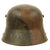Original German WWI M16 Stahlhelm Helmet with Panel Camouflage Paint and Partial Liner - marked ET64 Original Items