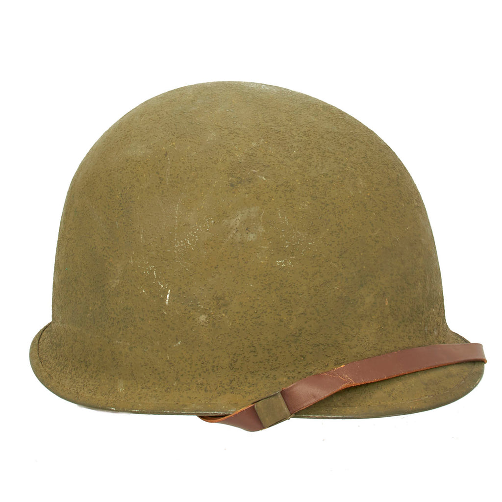 Original U.S. WWII Unissued M1 Schlueter Rear Seam Swivel Bale Helmet with International Molded Plastics Liner Original Items