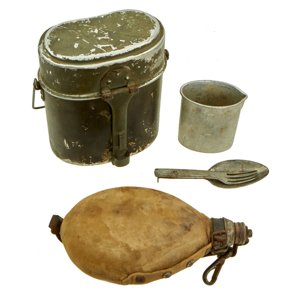 Original WWI Imperial German Mess Gear: Kochgeschirr (Mess Kit), M-1907/15 Canteen, Goffell (Eating Utensil), and Issue Drinking Cup Original Items