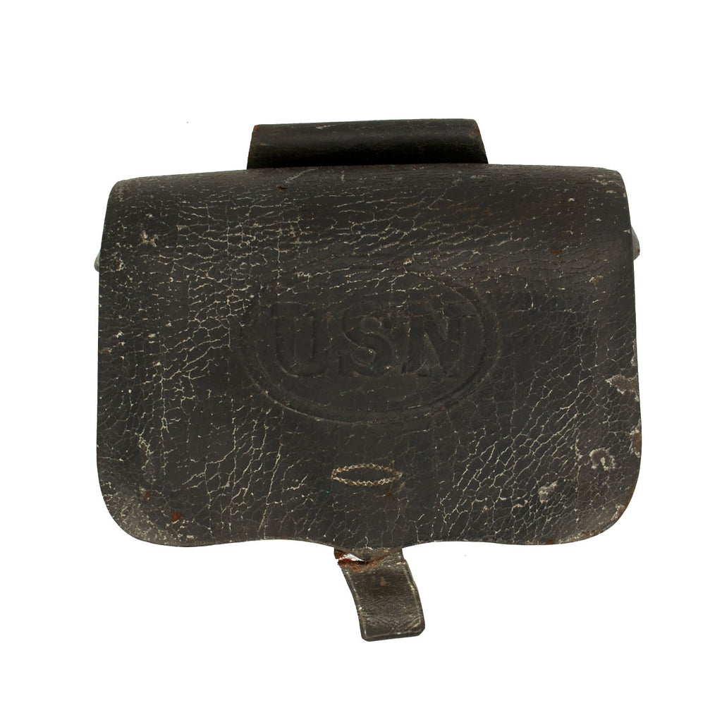 Original U.S. Indian Wars United States Navy Model Cartridge Box With Wood Insert - Dated 1869 Original Items