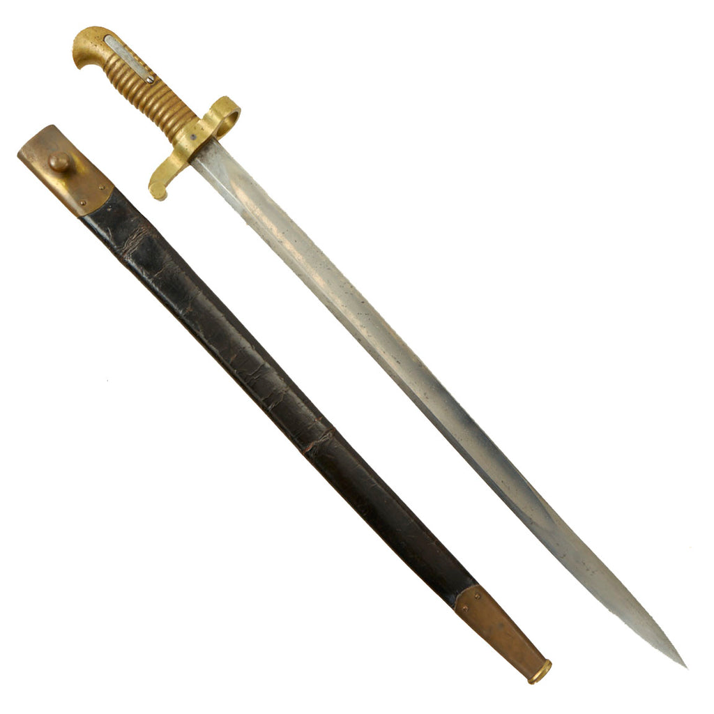 Original U.S. Civil War Model 1863 Remington Zouave Brass Hilted Bayonet with Scabbard Original Items