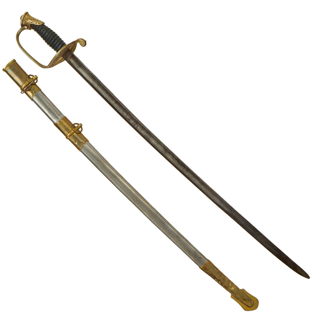 Original U.S. Civil War M1850 Foot Officer Sword with Etched Blade & Scabbard Original Items
