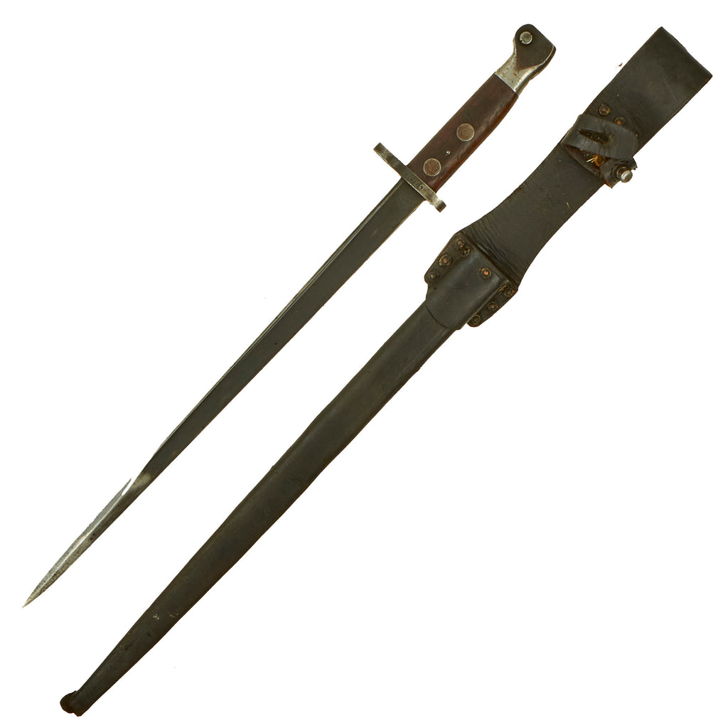 Original Dutch M-1895 Mannlicher No. 3 & 4 Carbine T-Back Bayonet by Alcoso with Scabbard & Frog Original Items