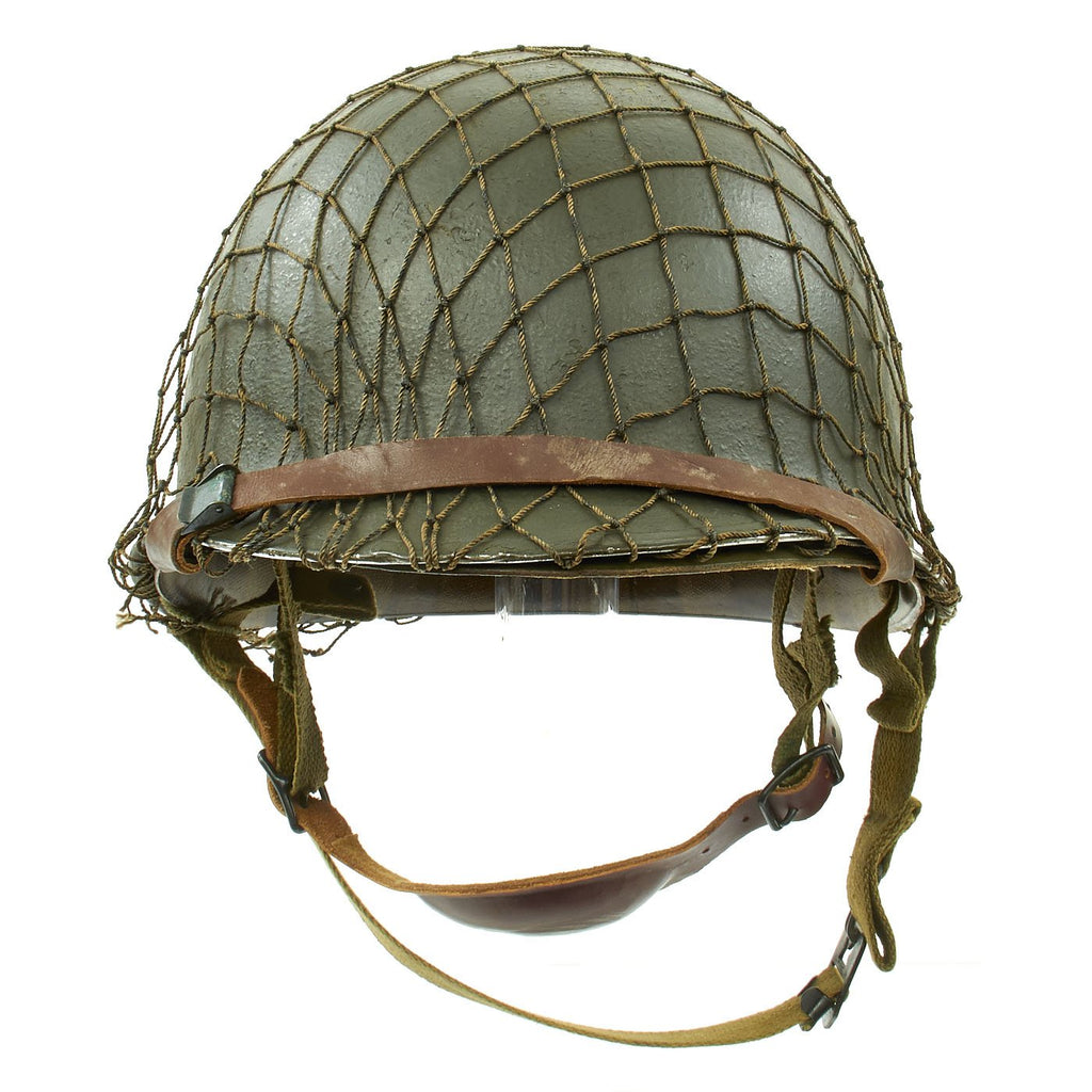 Original U.S. WWII 1942 M1 McCord Fixed Bale Converted Paratrooper Helmet with Seaman Liner & Net Original Items