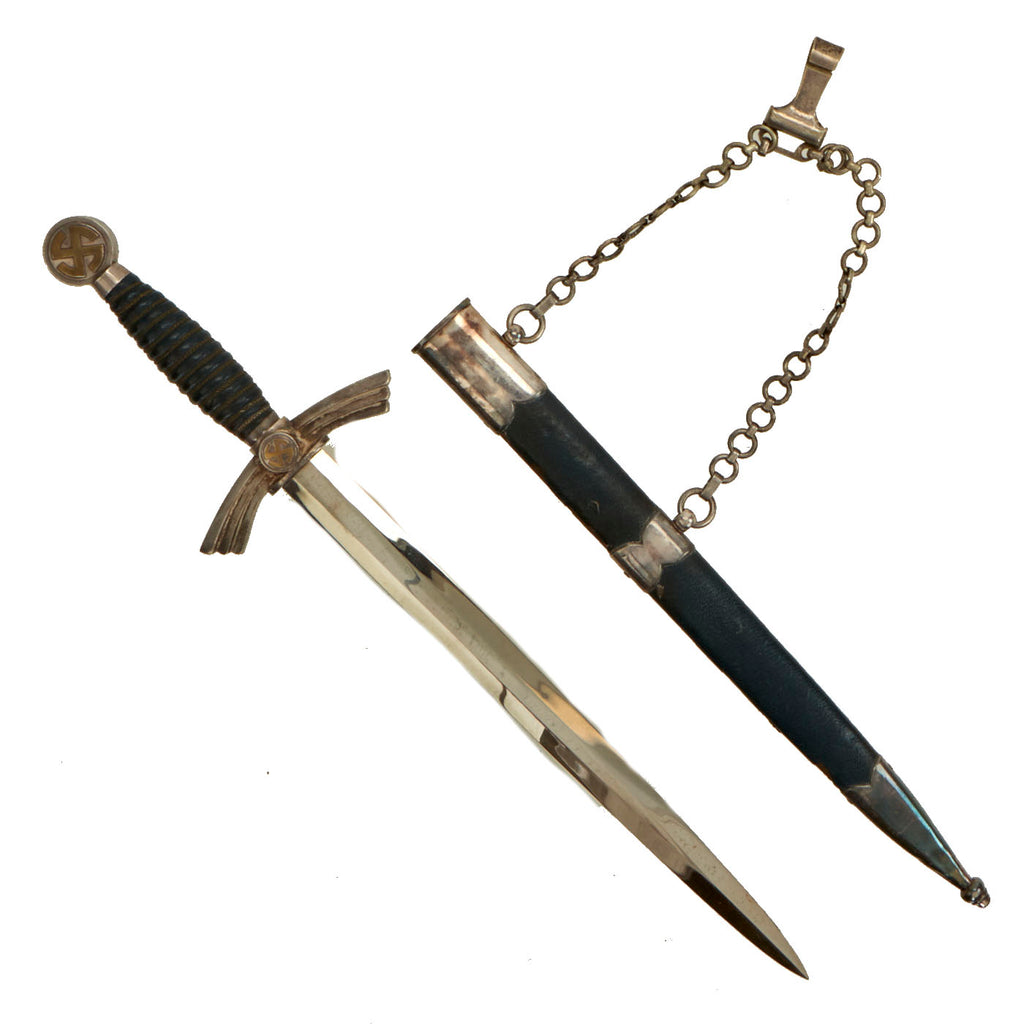 Original German WWII Reconnaissance Unit Marked Early 1st Model Luftwaffe Dagger by Carl Eickhorn with Scabbard Original Items