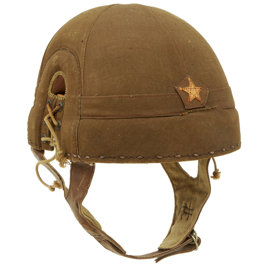 Original Japanese WWII Imperial Japanese Army Tanker Helmet with Markings - dated 1944 Original Items