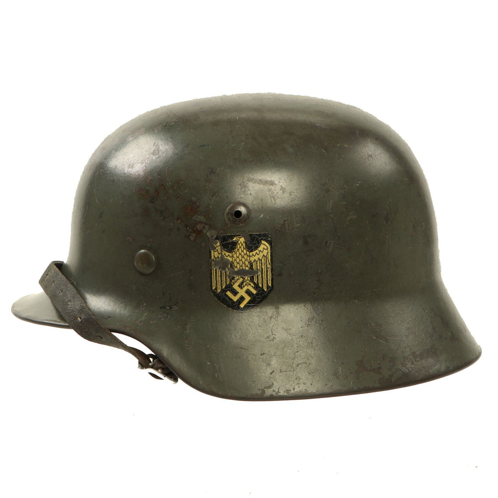 Original German WWII 1938 dated Army Heer M35 Double Decal Helmet with 57cm Liner & Dome Stamp - ET64 Original Items