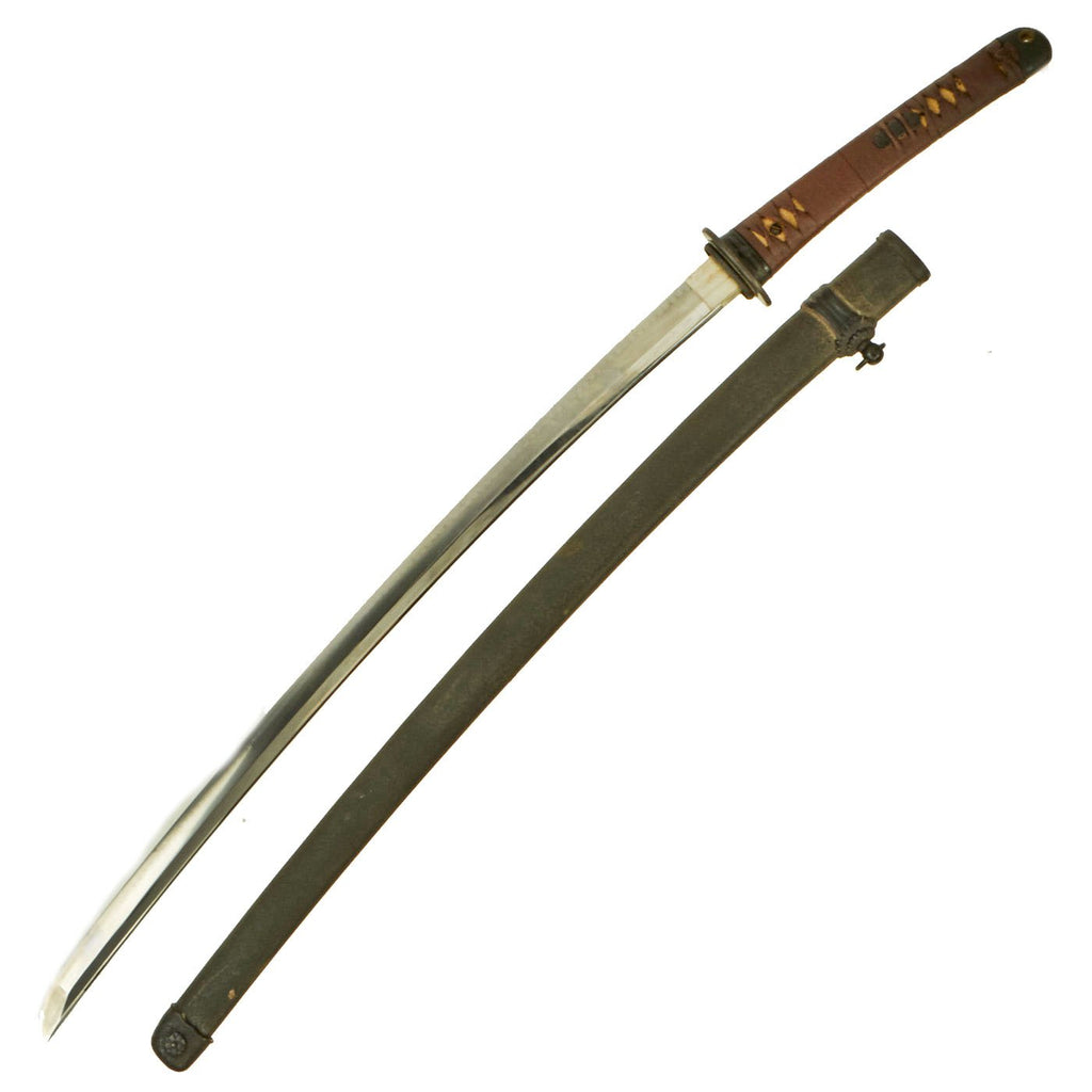 Original WWII Japanese RJT Rinji Seikishi Shin-Gunto Handmade Katana Sword by ICHIHARA NAGAMITSU with Textured Scabbard Original Items