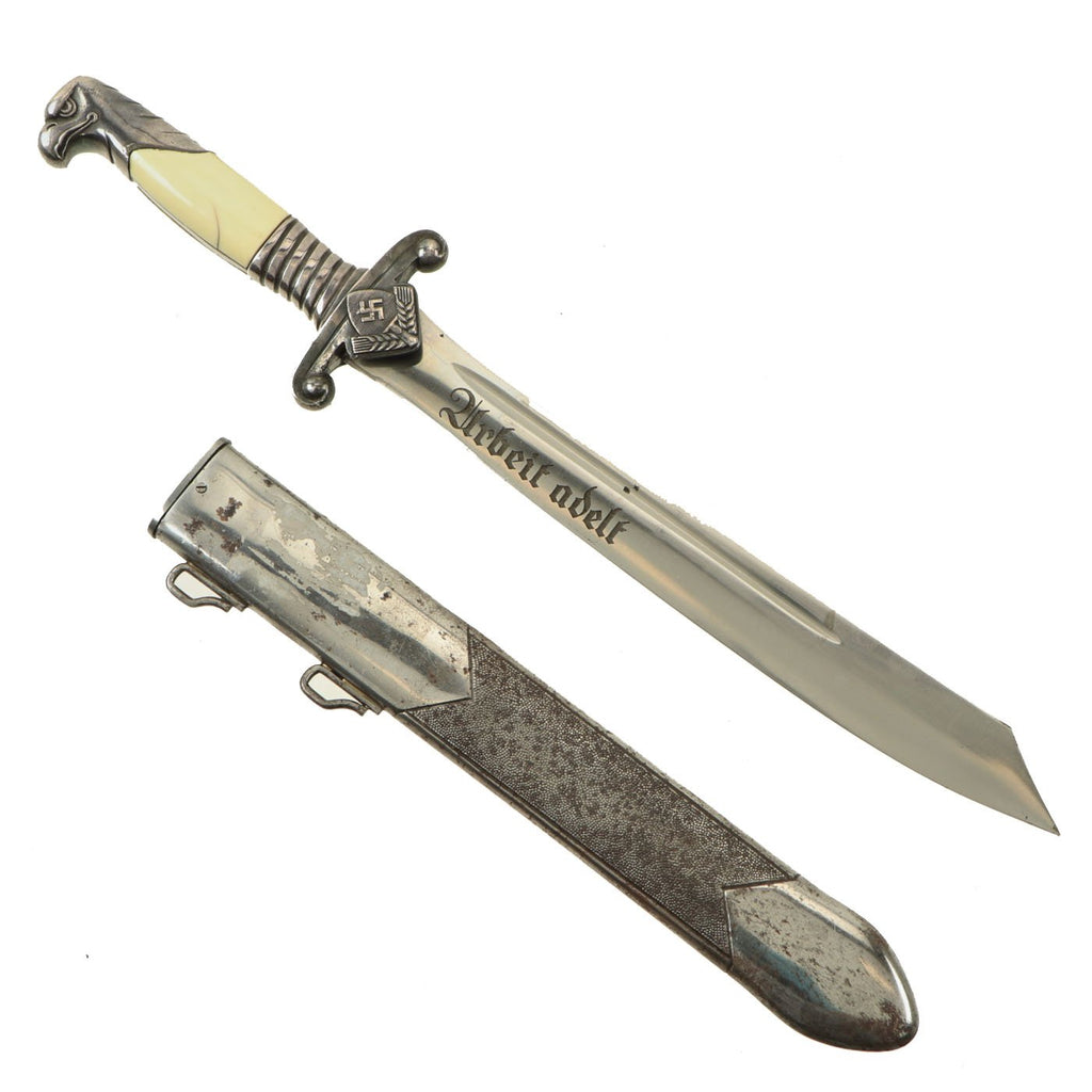 Original German WWII RAD Labor Corps M1937 Officer's Dagger by Weyersberg Kirschbaum & Co. with Scabbard Original Items