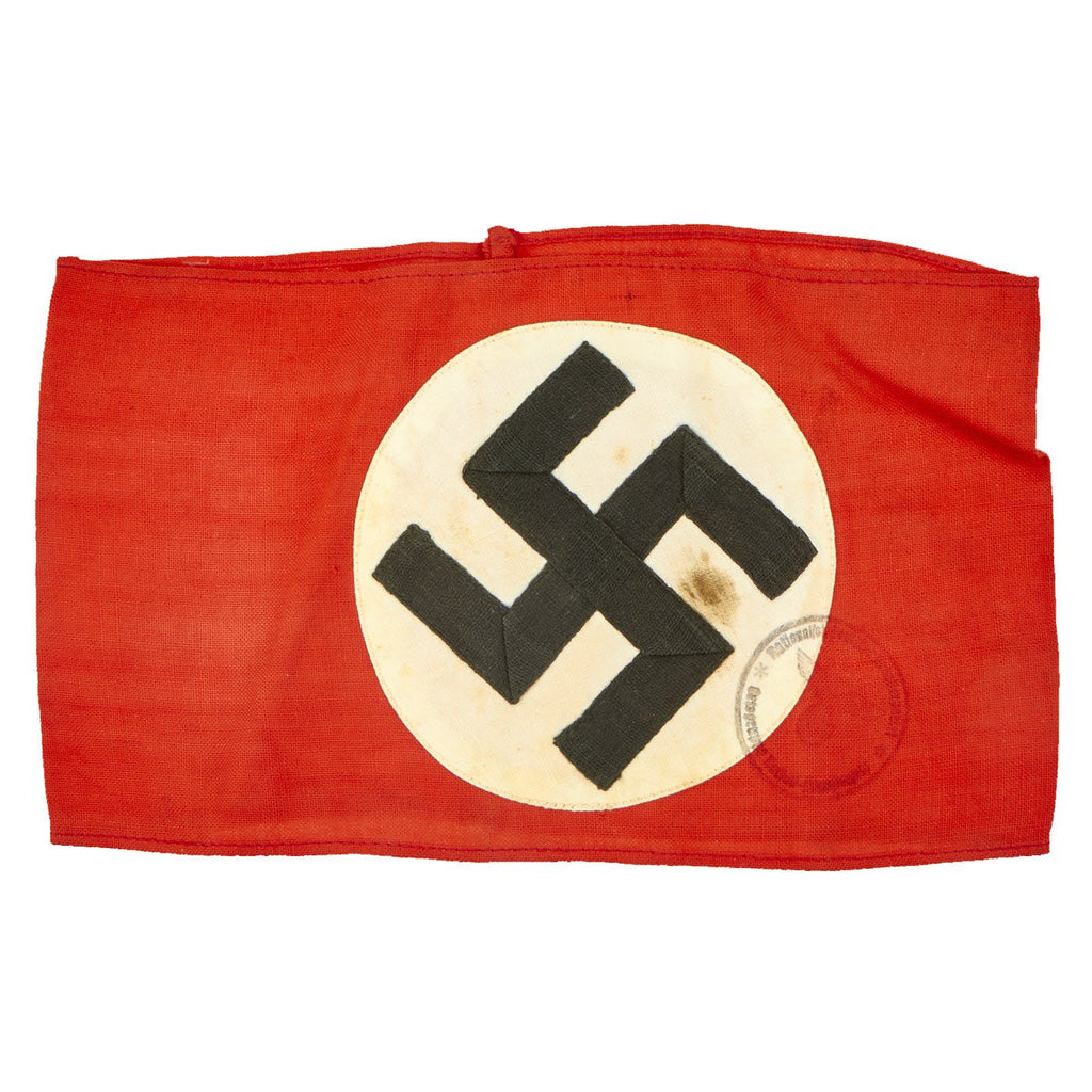 Original German WWII Unissued NSDAP Party Armband with Issue Stamp & Paper RZM Tag Original Items