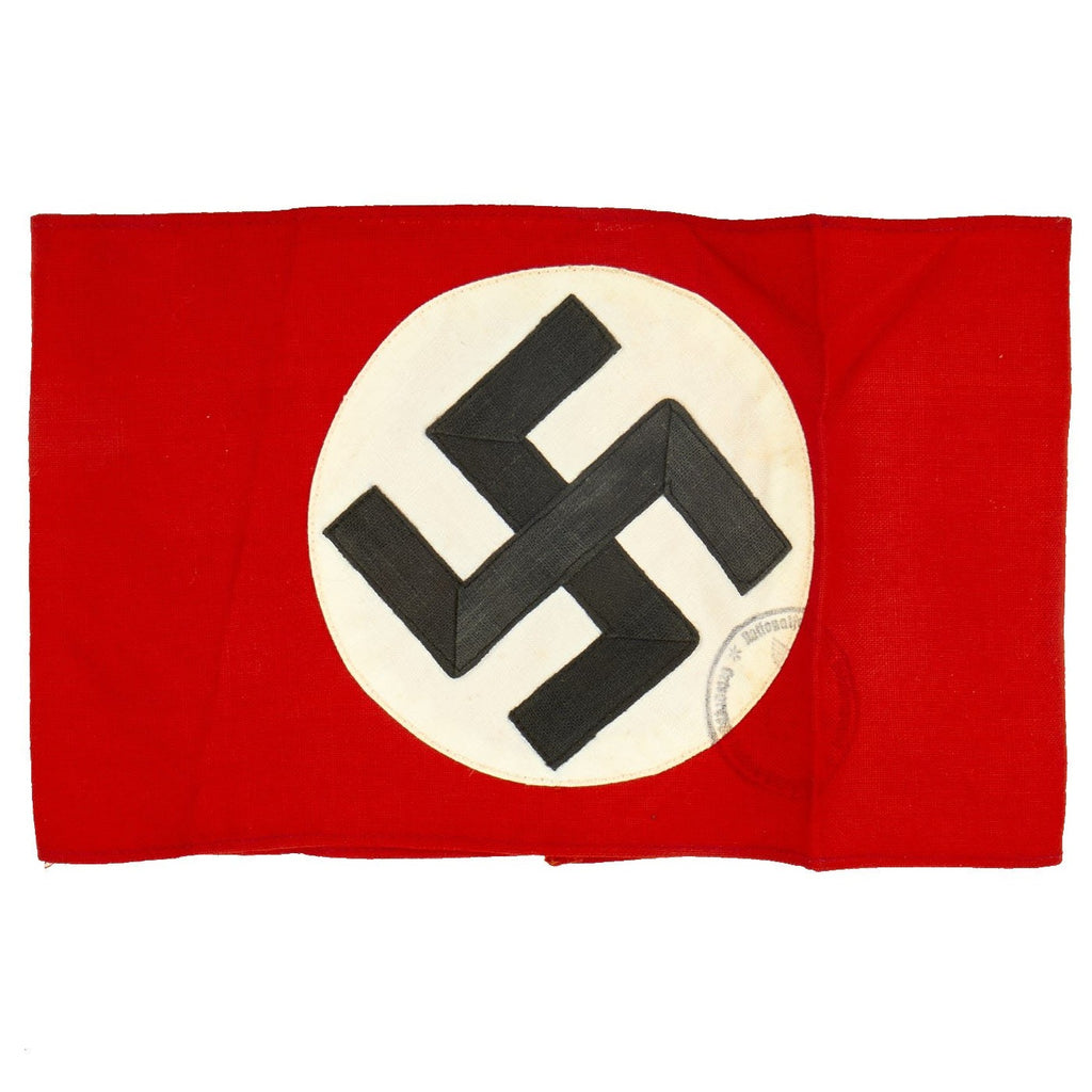 Original German WWII Unissued NSDAP Party Armband with Issue Stamp & Paper RZM Tag Original Items