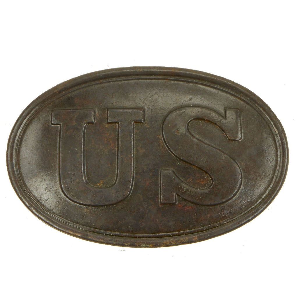 Original U.S. Civil War Federal Regulation 1839 Pattern Brass Belt Buckle with Belt Remnants - Non-Excavated Original Items