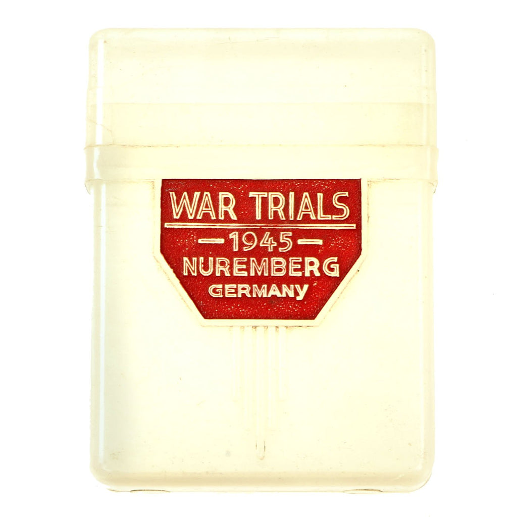 Original U.S. WWII 1st Infantry Division Plastic Cigarette Case marked Nuremberg War Trials 1945 Original Items