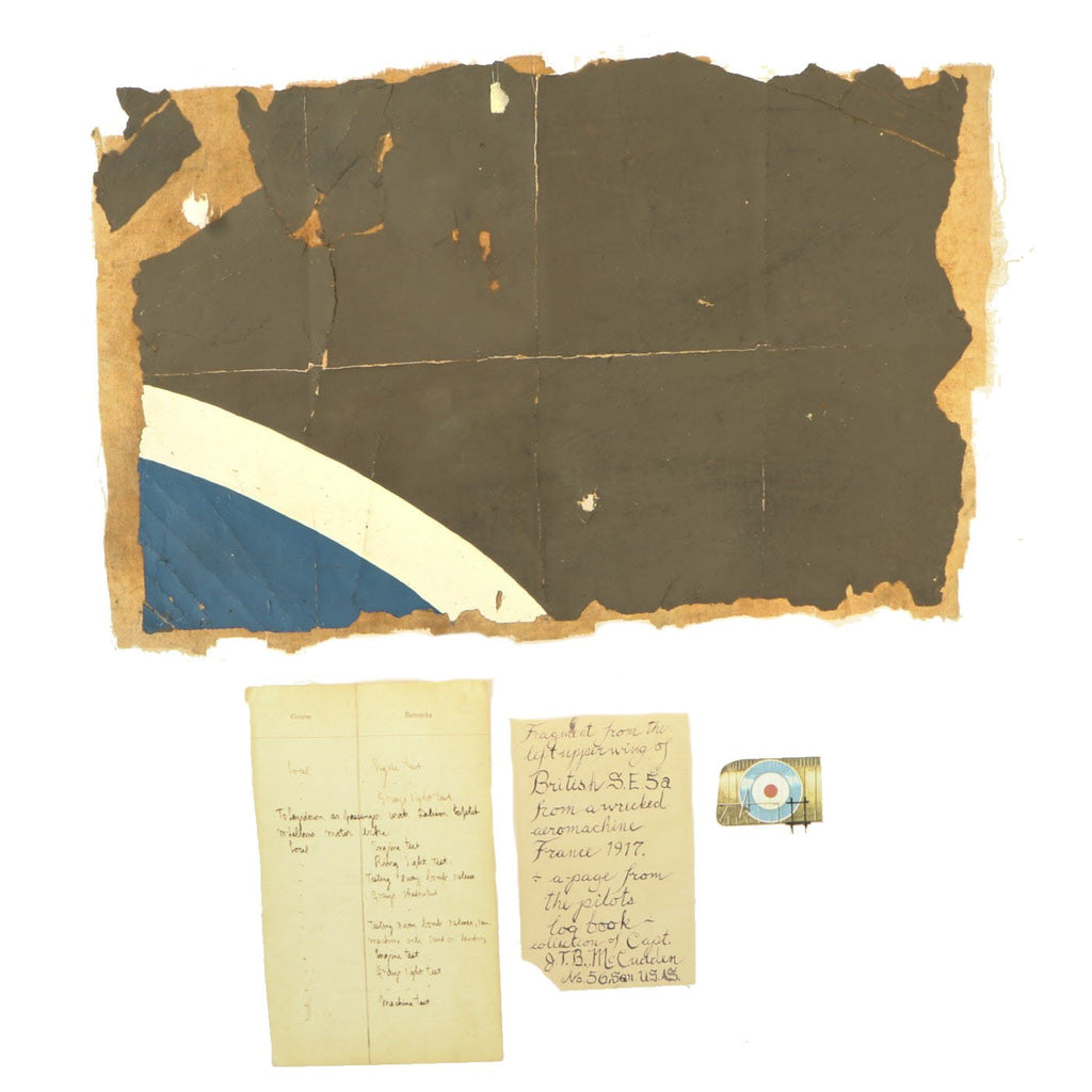 Original British WWI Royal Aircraft Factory S.E.5a Left Upper Wing Partial Roundel Skin Original Items