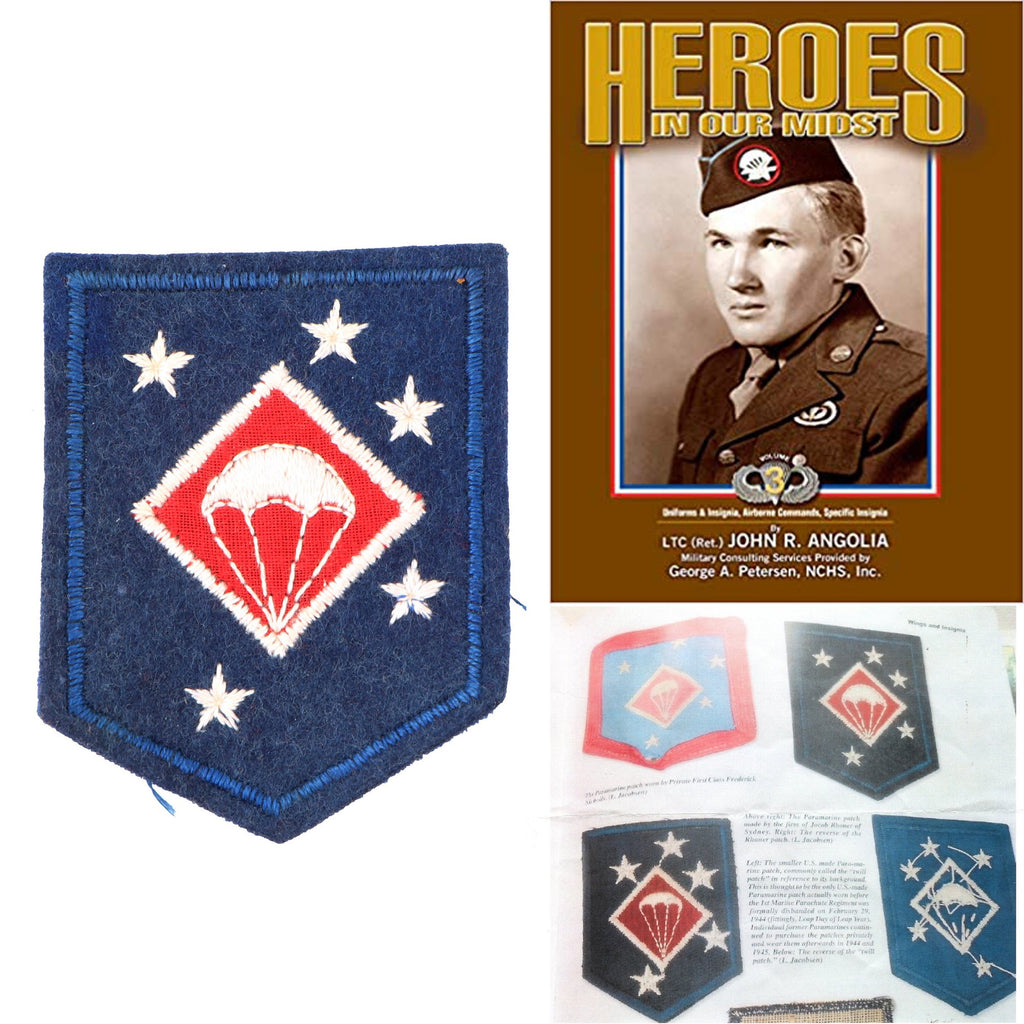 Original U.S. WWII USMC Paramarine 1st Parachute Battalion Patch by Jacob Rhoner of Sydney, Australia Original Items