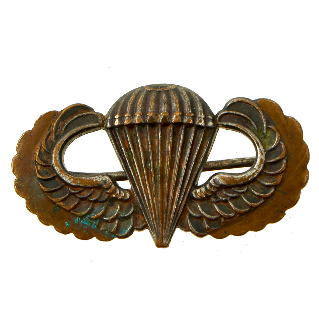 Original U.S. WWII Airborne British Made Unmarked Jump Wings - Pin Back Parachutist Badge Original Items