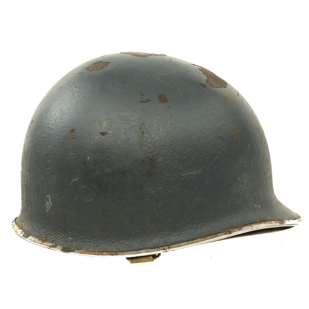 Original WWII U.S. Navy 1942 McCord Front Seam Fixed Bale M1 Helmet with CAPAC Liner Original Items