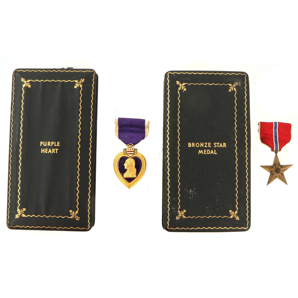 Original U.S. WWII Named Purple Heart and Bronze Star Medals Original Items