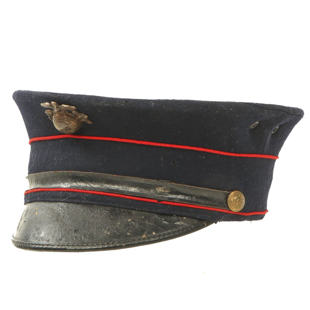 Original WWI Era U.S. Marine Corps Dress Blue Enlisted Bell Crown Visor Cap Original Items