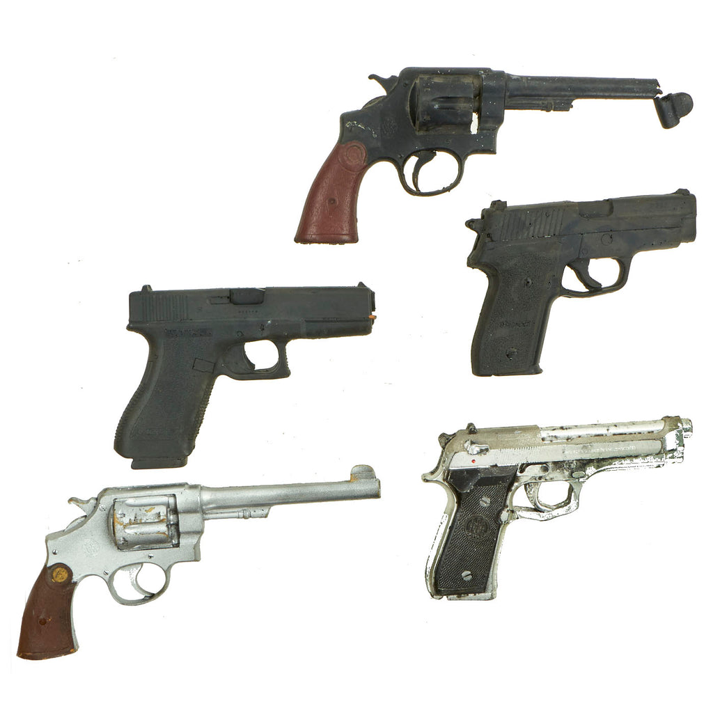 Original Hollywood Film Rubber Prop Pistols from Ellis Props & Graphics - Glock - Beretta - (2) Smith & Wesson - Sig Sauer - 5 Items Original Items