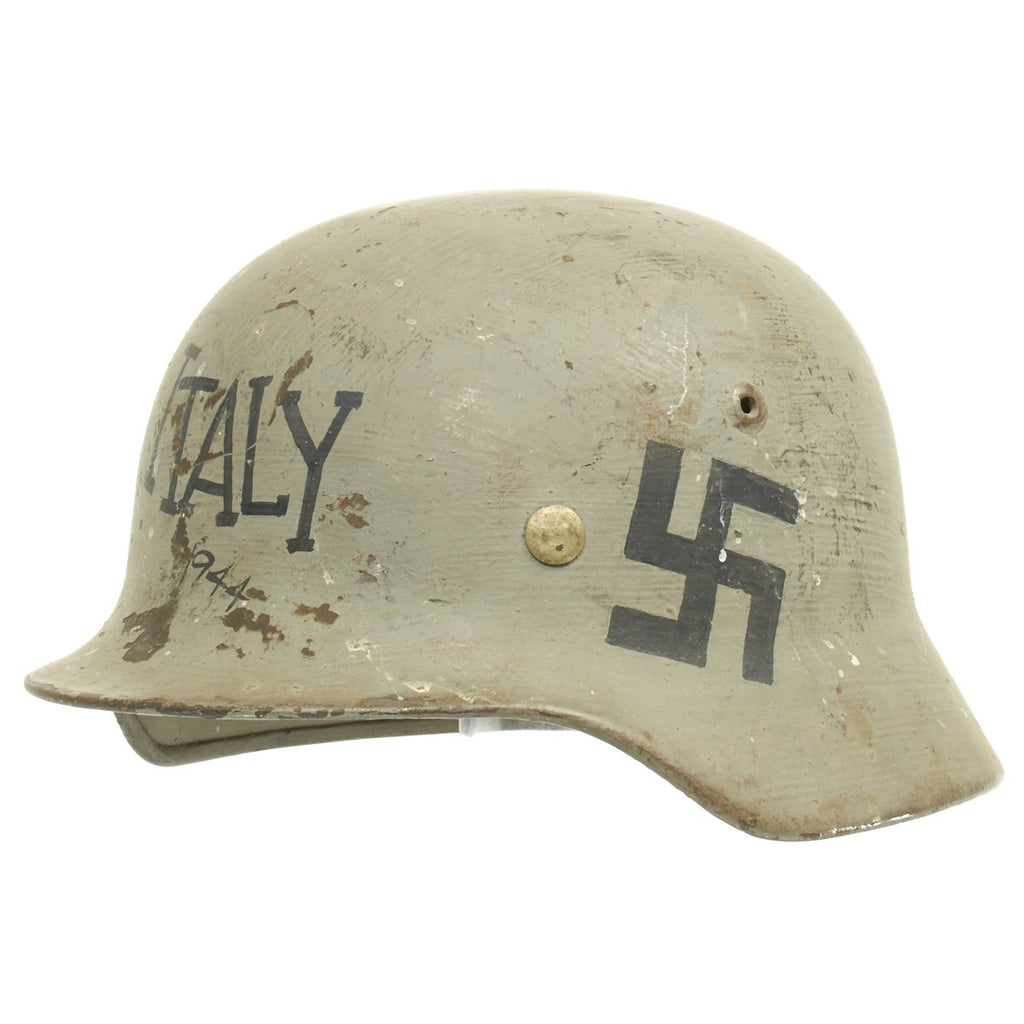 Original German WWII M35 Helmet 1944 Italy Anzio Campaign USGI Bring Back War Trophy Original Items