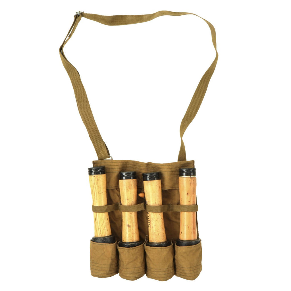 Original Vietnam War Chinese Type 67 Set of 4 Training Stick Grenades in Chinese Carrier - Inert Original Items