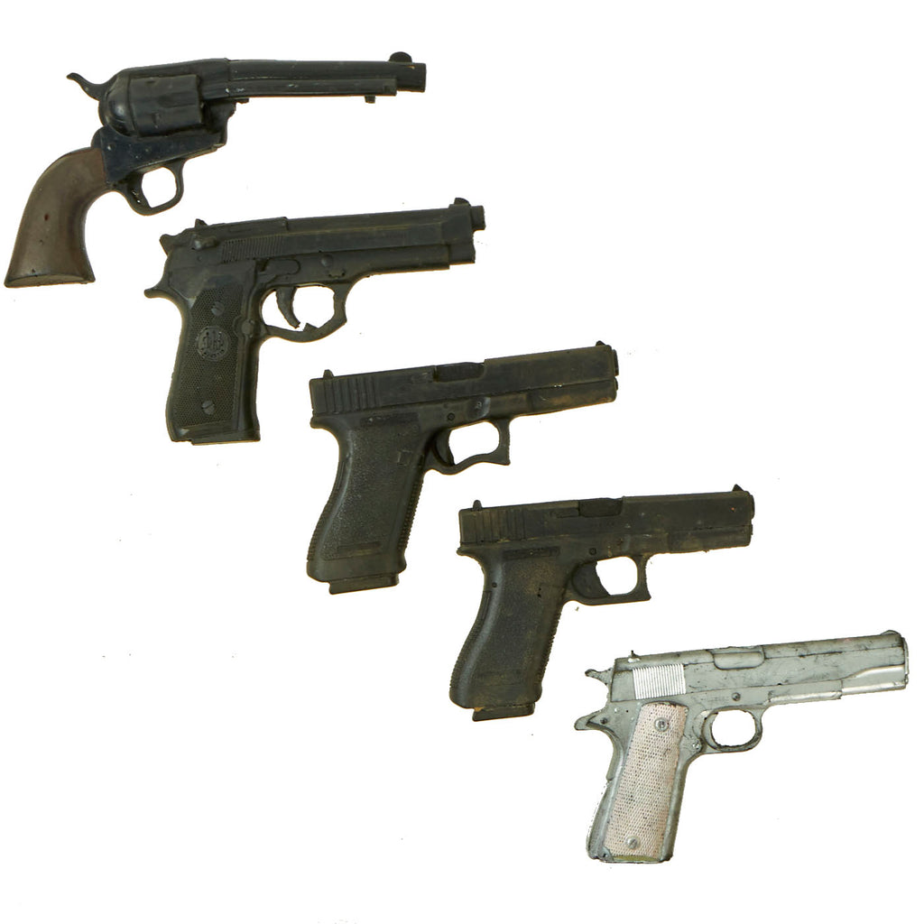 Original Hollywood Film Rubber Prop Pistols from Ellis Props & Graphics - Beretta 92, Glock 17, Glock 21, Colt MK IV and Colt Revolver - 5 Items Original Items