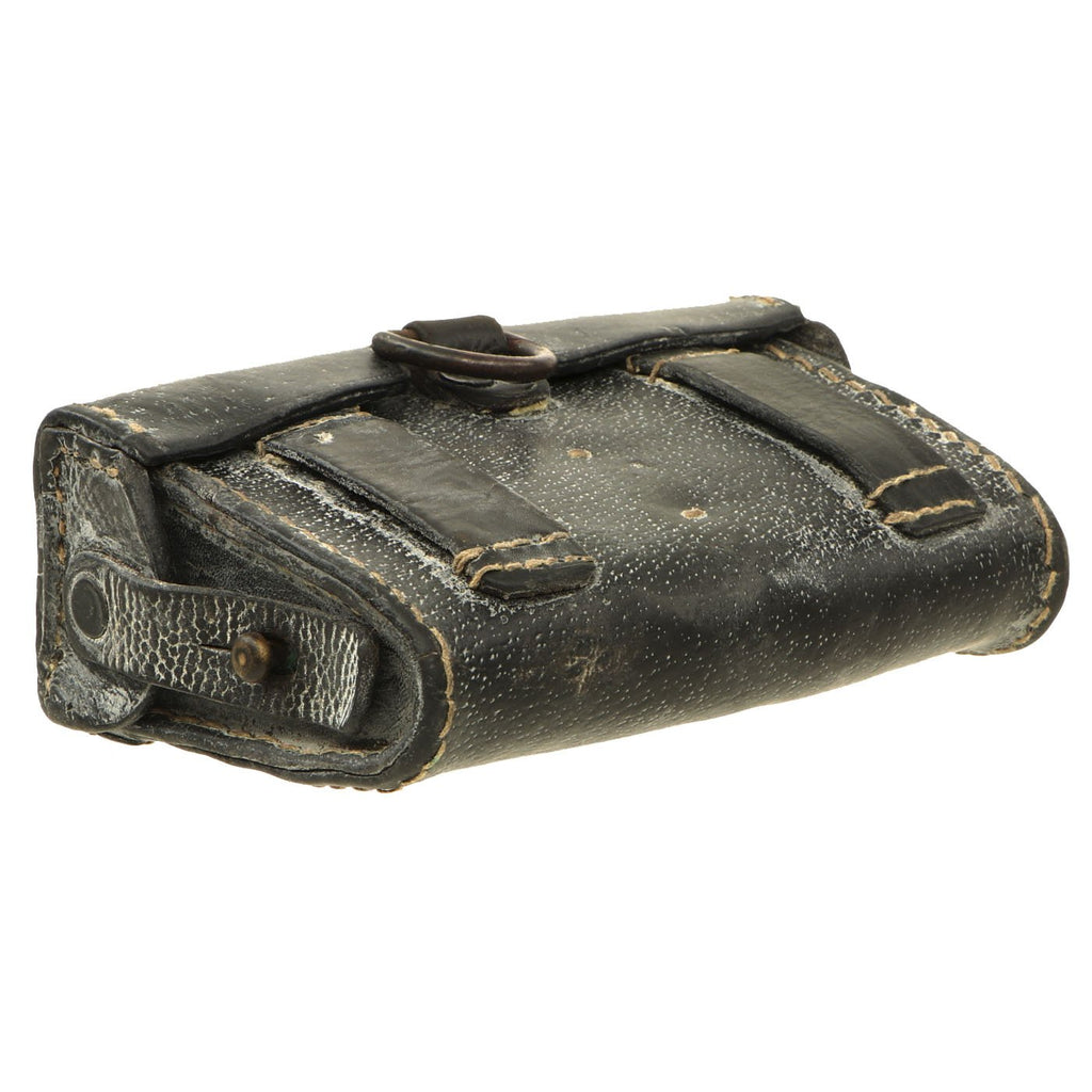 Original Russian WWI - WWII Mosin Nagant M1891 Leather Ammunition Pouch - Modified with D-Ring Original Items