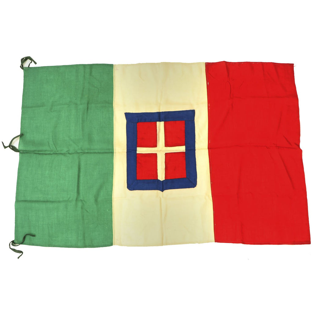 Original Italian WWII Wool Multi-piece National Flag with Hang Ties - 38" X 59" Original Items